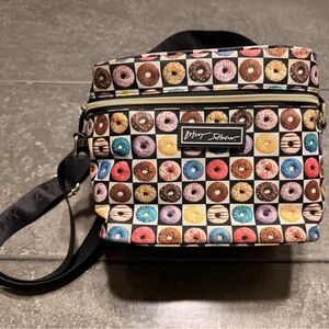 Betsey Johnson Donut Donuts 6 Pack Insulated Lunch Bag Train Case Cooler EUC